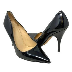Kate Spade Italian Black Licorice Patent Leather Pointed Toe Pumps - Size 9.5